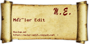 Müler Edit névjegykártya